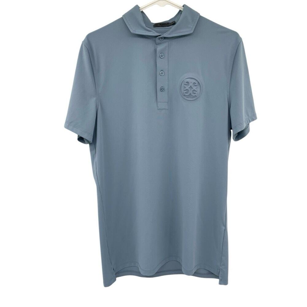 G/FORE Men's Fjord Embossed Circle G's Tech Jersey Polo Size Small Fjord Blue